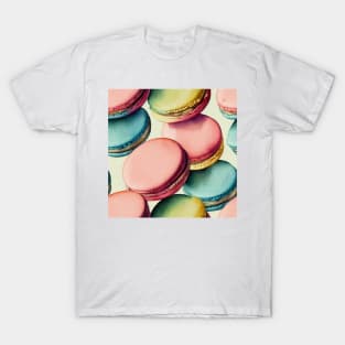 Watercolor dessert french macaron pattern T-Shirt